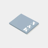 Minimalistisches modernes Monogramm Staubblau indi Post-it Klebezettel (angewinkelt)
