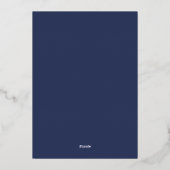 Minimalistisches, modernes Navy Blue Script Hochze Folieneinladung (Rückseite)
