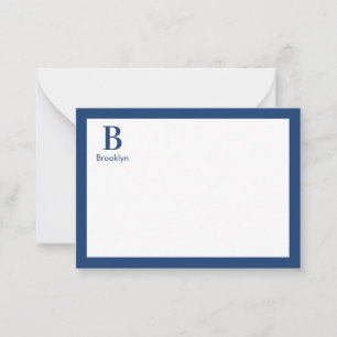 Minimalistisches modernes navyblaues Rahmenmonogra Mitteilungskarte