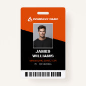 Minimalistisches, modernes Orange & Schwarz mit Ba Ausweis (Vorderseite)