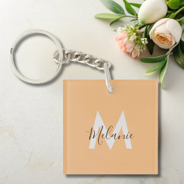 Minimalistisches, modernes Orangenmonogramm Schlüsselanhänger