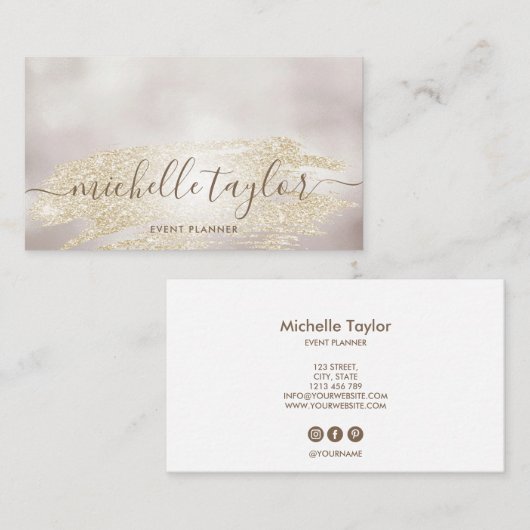 Minimalistisches, modernes Perlgoldzeichen Visitenkarte (Vorne/Hinten)