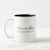 Minimalistisches modernes Personalisiertes Bridesm Zweifarbige Tasse (Links)