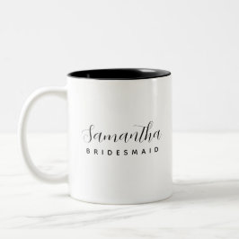Minimalistisches modernes Personalisiertes Bridesm Zweifarbige Tasse