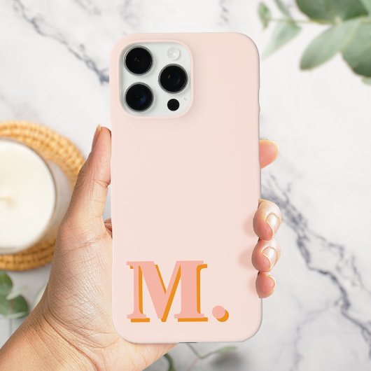 Minimalistisches modernes Pfirsichmonogramm Case-Mate iPhone Hülle