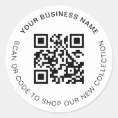 Minimalistisches, modernes QR-Gütesiegel für Scann Runder Aufkleber (Vorderseite)