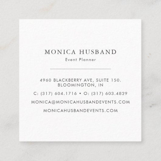 Minimalistisches modernes quadratisches Gelb der Quadratische Visitenkarte (Rückseite)