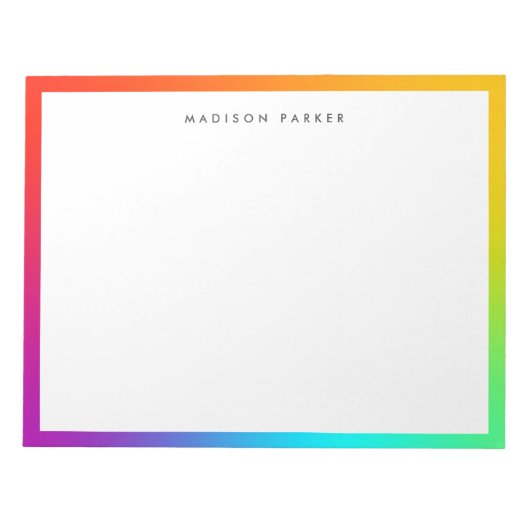 Minimalistisches, modernes Rainbow Border Notepad Notizblock (Vorderseite)
