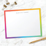 Minimalistisches, modernes Rainbow Border Notepad Notizblock<br><div class="desc">Dieses lustige personalisierte Notizblock verfügt über einen farbenfrohen Regenbogenrand,  personalisiert mit moderner Typografie. Dieses Design ist eine ausgezeichnete Wahl für jedermann UND macht ein lustiges Geschenk!</div>