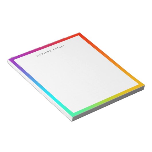 Minimalistisches, modernes Rainbow Border Notepad Notizblock (angewinkelt)