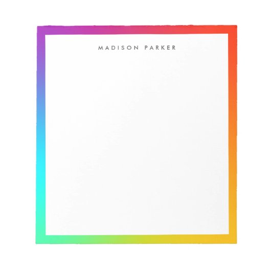 Minimalistisches, modernes Rainbow Border Notepad Notizblock (Vorderseite)
