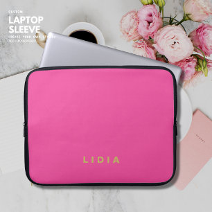 Minimalistisches, modernes rosa Monogramm Laptopschutzhülle