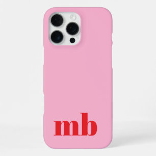 Minimalistisches modernes rosa rotes Initial-Monog iPhone 16 Pro Max Hülle