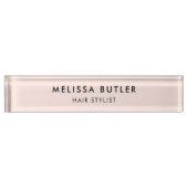 Minimalistisches, modernes Rosa Schreibtisch Name Namensplakette (Vorderseite)