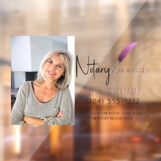 Minimalistisches modernes rosa-weißes Notar-Foto Fensteraufkleber (Blatt 2)