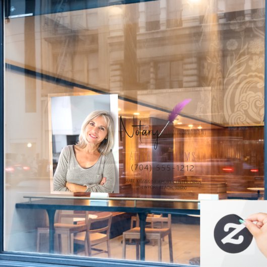 Minimalistisches modernes rosa-weißes Notar-Foto Fensteraufkleber (Café-Fenster)
