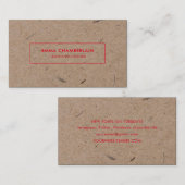 Minimalistisches, modernes, rotes Kraft-Papier Visitenkarte (Vorne/Hinten)