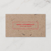 Minimalistisches, modernes, rotes Kraft-Papier Visitenkarte (Vorderseite)