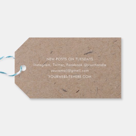 Minimalistisches, modernes, rustikales Kraftpapier Geschenkanhänger (Rückseite Horizontal)