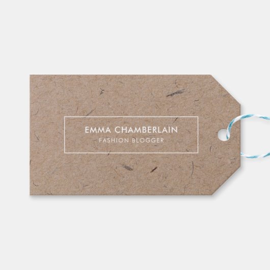 Minimalistisches, modernes, rustikales Kraftpapier Geschenkanhänger (Vorderseite (Horizontal))