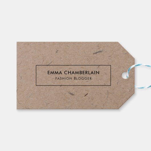 Minimalistisches, modernes, rustikales Kraftpapier Geschenkanhänger (Vorderseite (Horizontal))