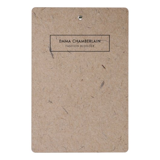 Minimalistisches, modernes, rustikales Kraftpapier Mini Klemmbrett (Rückseite)