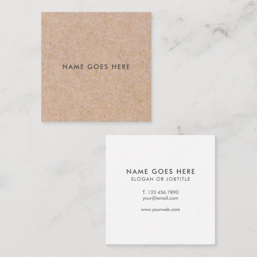 Minimalistisches modernes rustikales Kraftpapier Quadratische Visitenkarte (Vorne/Hinten)