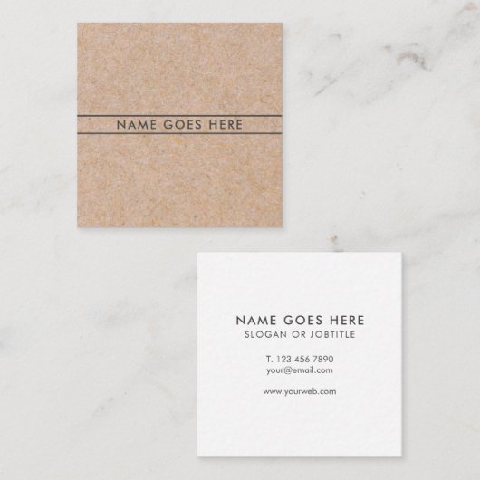 Minimalistisches modernes rustikales Kraftpapier Quadratische Visitenkarte (Vorne/Hinten)