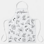 Minimalistisches, modernes Schwarz-Blüten Personal Schürze (Vorderseite)