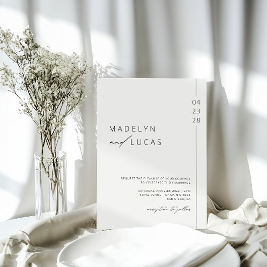 Minimalistisches, modernes Schwarz | QR-Code Hochf Einladung