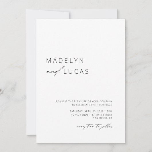 Minimalistisches, modernes Schwarz | QR-Code Hochf Einladung (Vorderseite)