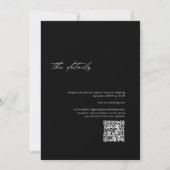 Minimalistisches, modernes Schwarz | QR-Code Hochf Einladung (Rückseite)