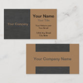 Minimalistisches, modernes Schwarz und Tan Visitenkarte (Vorne/Hinten)