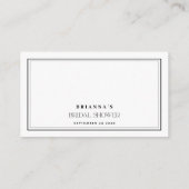 Minimalistisches modernes Schwarz-Weiß-Brautparty Begleitkarte (Rückseite)