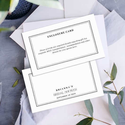 Minimalistisches modernes Schwarz-Weiß-Brautparty Begleitkarte