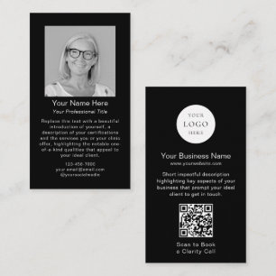 Minimalistisches modernes Schwarz-Weiß-Logo QR-Cod Visitenkarte