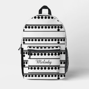 Minimalistisches modernes Schwarz-Weiß-Retro Bedruckter Rucksack