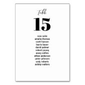 Minimalistisches, modernes Schwarz-Weiß-Sitzdiagra Tischnummer (Vorderseite)