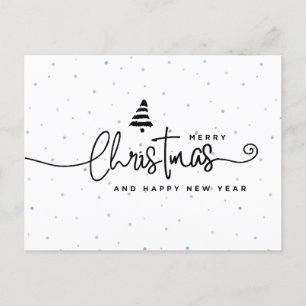 Minimalistisches modernes Schwarz-Weiß-Weihnachten Feiertagspostkarte