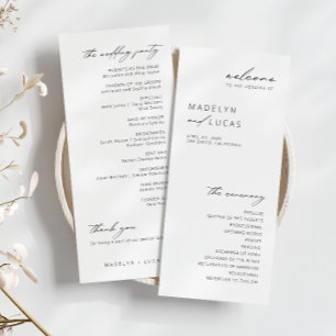 Minimalistisches, modernes Schwarz White Wedding Menükarte
