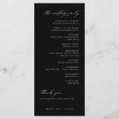 Minimalistisches, modernes Schwarz | White Wedding Menükarte (Rückseite)