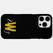 Minimalistisches, modernes Schwarzes Monogramm Case-Mate iPhone Hülle (Rückseite (Horizontal))