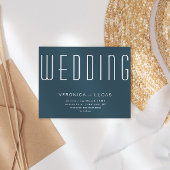 Minimalistisches, modernes Script, blau und weiß H Einladung