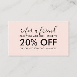 Minimalistisches, modernes Script-Blush-Pink-Verfa Empfehlungskarte