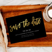 Minimalistisches, modernes Script-Chic Black + Gol Save The Date