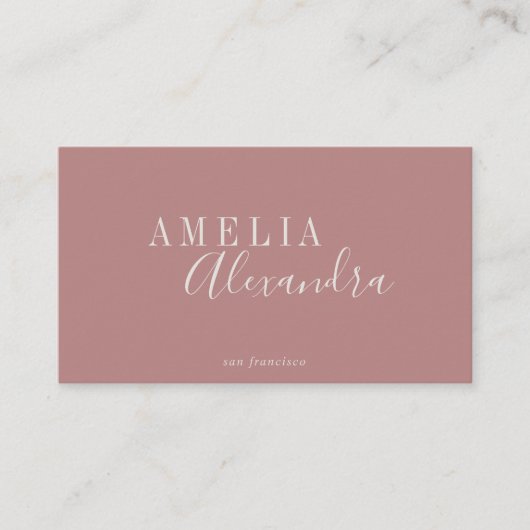 Minimalistisches, modernes Script Dusty Rose Boho  Visitenkarte (Vorderseite)