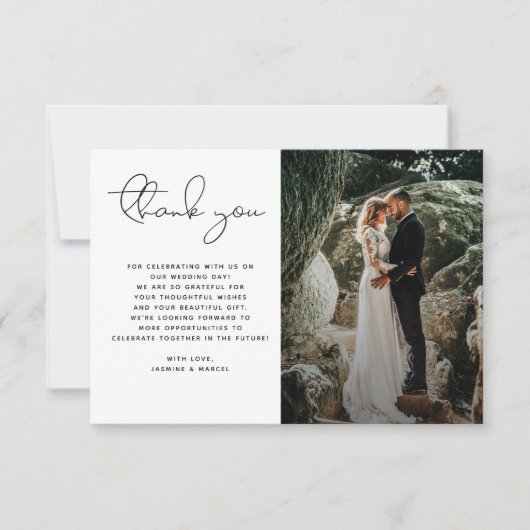 Minimalistisches modernes Script Foto Einfache Hoc Dankeskarte (Vorderseite)