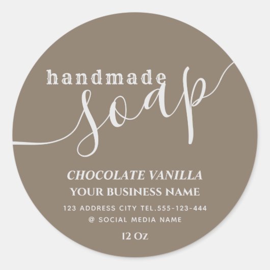 Minimalistisches, modernes Script handmade soap cl Runder Aufkleber (Vorderseite)