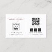 Minimalistisches, modernes Script QR Code Social M Visitenkarte (Rückseite)