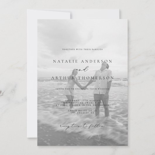 Minimalistisches, modernes Script Schwarz und Weiß Einladung (Vorderseite)